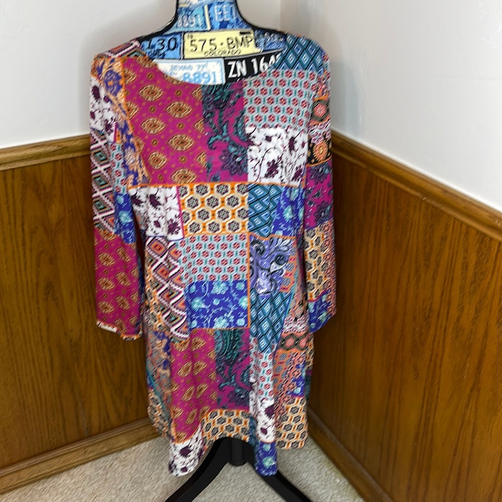 Travel Elements Patchwork Print Dress - image 1